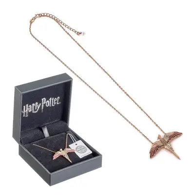 Harry Potter Rose Gold Plated Sterling Silver Fawkes Necklace with Swarovski Crystals