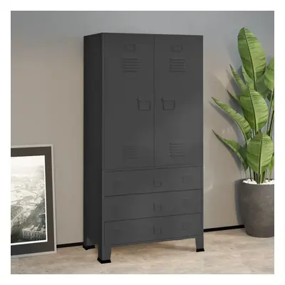 vidaXL Industrial Wardrobe Anthracite Metal Storage Cabinet Clothes Closet