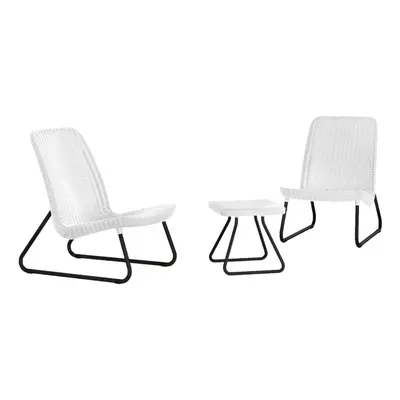 Keter Patio Furniture Set Piece Rio White Outdoor Table Stool Chairs