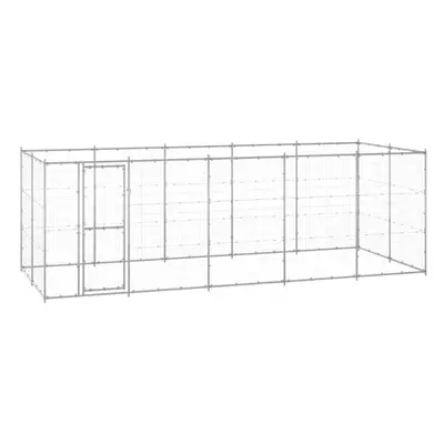 vidaXL Outdoor Dog Kennel Galvanised Steel 12.1 m? Puppy Enclosure Dog Cage