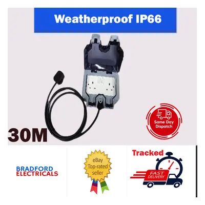 (Weatherproof Outdoor Socket Waterproof Socket 30M Extension Lead IP66 Wall Electrical Outlet 13