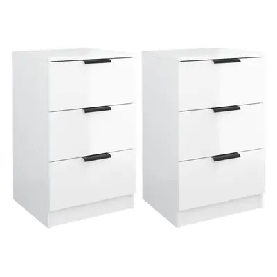 (high gloss white, 2) vidaXL Bedside Cabinets Night Stand End Table Side Table Bed Drawer Cabine