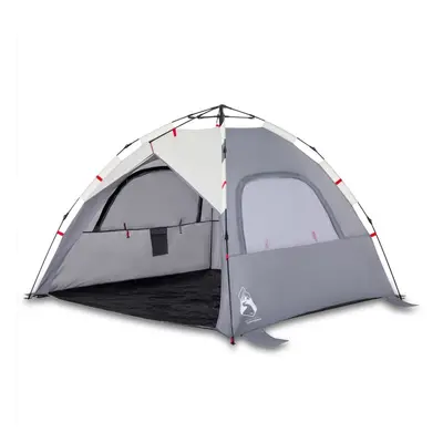 (Grey) vidaXL Beach Tent 3-Person Lightweight Camping Tent Quick Release Waterproof