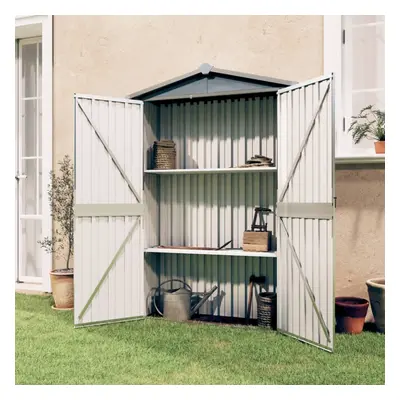 vidaXL Garden Shed Grey Galvanised Steel Outdoor Terrance Tool Storage Shed