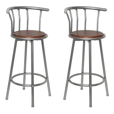 vidaXL 2x Bar Stools Brown Steel Designer Gas Lift Kitchen Breakfast Bar Chairs