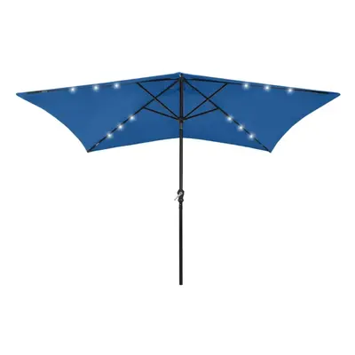 vidaXL Parasol with LEDs and Steel Pole Azure Blue 2x3 m Outdoor Umbrella