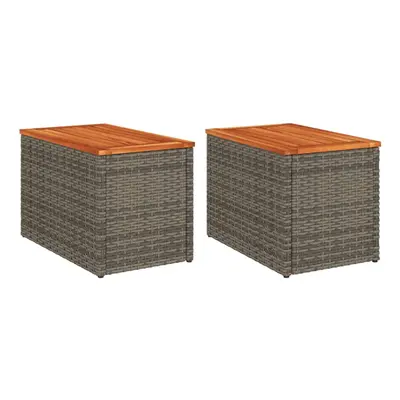 vidaXL Garden Side Tables Patio Dining Table pcs Grey Poly Rattan Solid Wood