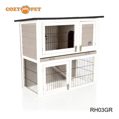 Rabbit Hutch 3ft Cozy Pet Grey Guinea Pig Hutches Run Ferret Runs RH03GR