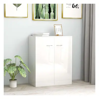 vidaXL Sideboard High Gloss White Engineered Wood Home Indoor Storage Cabinet