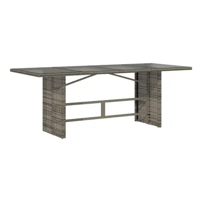 (grey, glass) vidaXL Garden Table with Glass Top Patio Outdoor Dining Table Poly Rattan