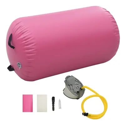 vidaXL Inflatable Gymnastic Roll with Pump PVC Pink Cylinder Gym Training