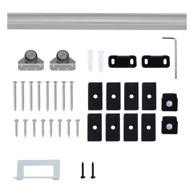 HOMCOM Modern Sliding Barn Door Hardware Kit Track System Gear Set Divider