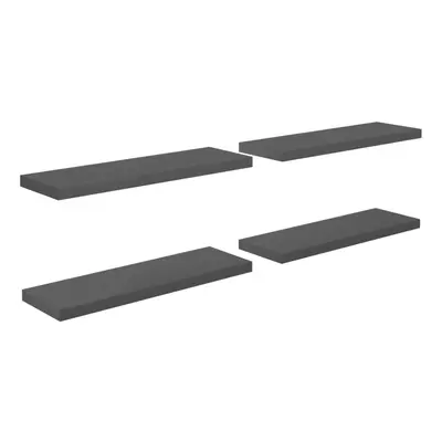 vidaXL 4x Floating Wall Shelves High Gloss Grey 80x23.5x3.8 cm MDF Bookcase