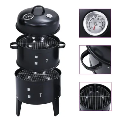 vidaXL 3-in-1 Charcoal Smoker BBQ Grill Outdoor Barbecue Freestanding Grill