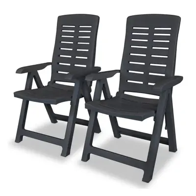 vidaXL 2x Reclining Garden Chairs 60x61x108cm Plastic Anthracite Foldable Seat