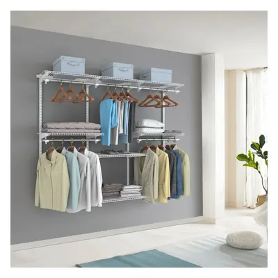 Wall Mounted Closet System w/ Hanging Rod Metal Hanging Storage Organizer Rack