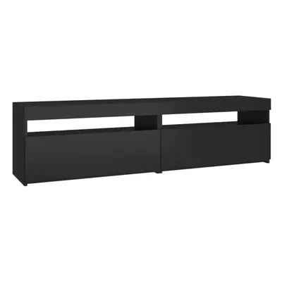 vidaXL 2x TV Cabinets with LED Lights Black Media Unit Sideboard Furniture