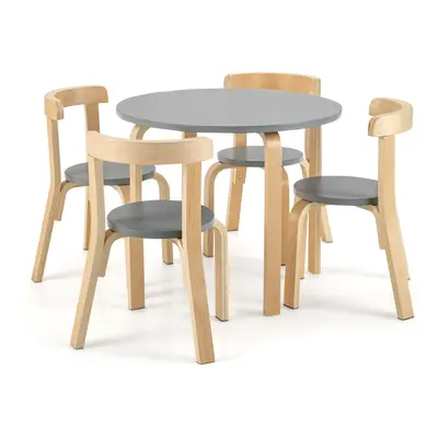 5-Piece Kids Table and Chair Set Children Wooden Activity Table Curved Chairs