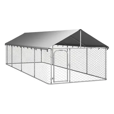 (600 x x cm) vidaXL Outdoor Dog Kennel with Roof Patio Enclosure Dog Cage Dog House Crate