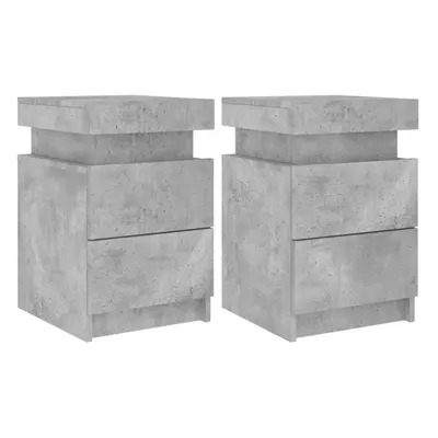 (concrete grey, pcs) vidaXL Bedside Cabinets with LED Lights Nightstand Bed Cabinet Side Table