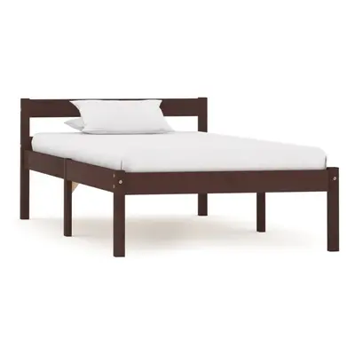 vidaXL Solid Pine Wood Bed Frame Dark Brown 100x200cm Single Bed Furniture