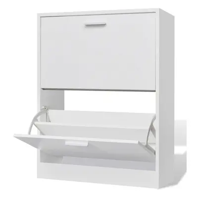 vidaXL Wooden Shoe Cabinet with Compartments White Storage Rack Organiser