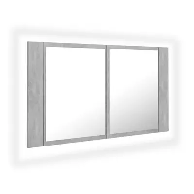 vidaXL LED Bathroom Mirror Cabinet Concrete Grey 80x12x45 cm Acrylic Mirror