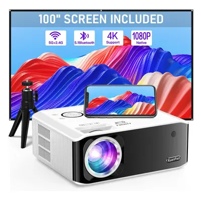 (15000L Native 1080P 4K Supported) XuanPad 1080P Projector - 5G WiFi, Bluetooth, 4K Support, Key