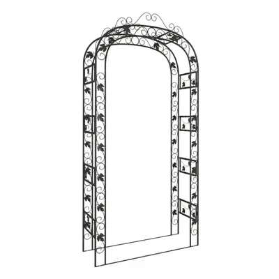 vidaXL Garden Arch Black 116x45x240 cm Steel Rose Arch Pergola Trellis Arbour