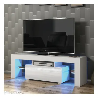 TV Unit 130cm LED Creative Furniture - White Gloss Doors