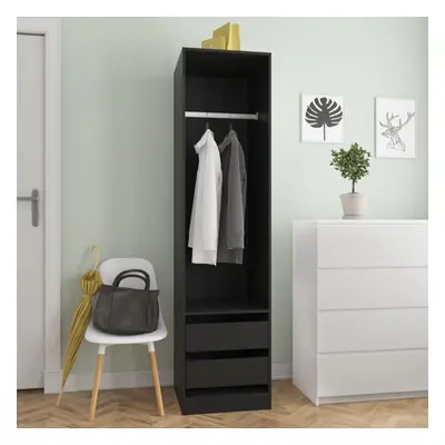 vidaXL Wardrobe with Drawers Chipboard 50cm Black Clothing Cabinets Storage