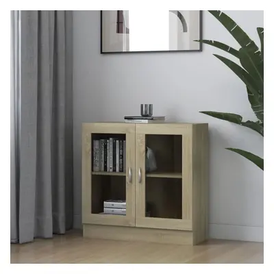 vidaXL Vitrine Cabinet Sonoma Oak Chipboard Storage Rack Bookcase Sideboard