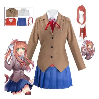 (S) Anime Doki Doki Literature Club Monica Kostum Cosplay Girls' Uniform Dress School Uniform St