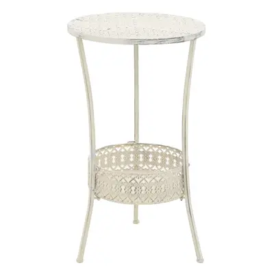 vidaXL Bistro Table Vintage Style Round Metal 40x70cm White Kitchen Furniture