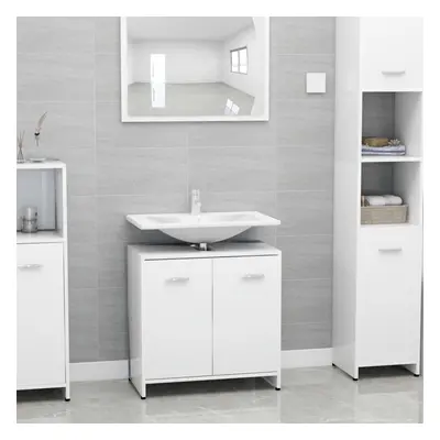 vidaXL Bathroom Cabinet High Gloss White Chipboard Cupboard Organiser Rack