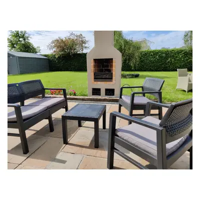 GARDEN FURNITURE PATIO SET PIECE TABLE SEAT SOFA & CHAIRS RATTAN EFFECT