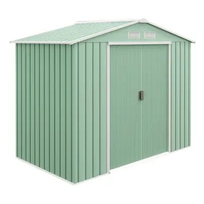 Outsunny x 4ft Garden Shed Storage with Foundation Kit and Vents Light Green