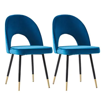 (BLUE) Set Of Dining Chairs Velvet Padded Seat Home