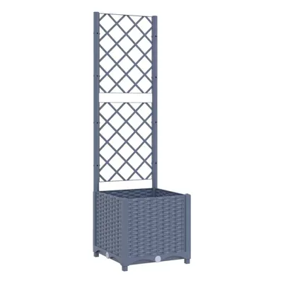 vidaXL Garden Planter with Trellis Dark Grey PP Outdoor Raised Bed Flower Box