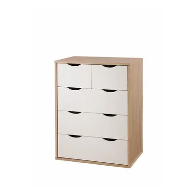 Alton 3+2 Drawer Bedroom Cabinet Bedside Chest Of Drawers Sonoma Oak & White