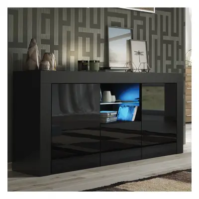 Sideboard 145cm LED Creative Furniture - Black Gloss Doors