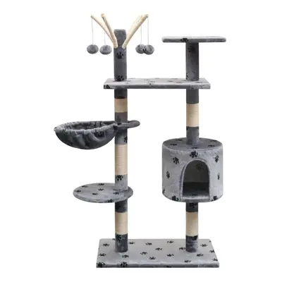 vidaXL Cat Tree with Sisal Scratching Posts cm Paw Prints Grey Play Tower