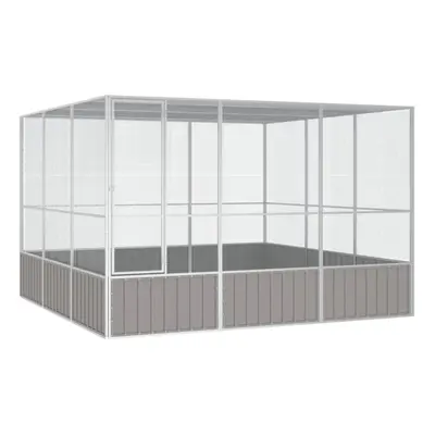 (grey, 302.5 x 324.5 x 211.5 cm) vidaXL Bird Cage Galvanised Steel Aviary House Anthracite/Grey 