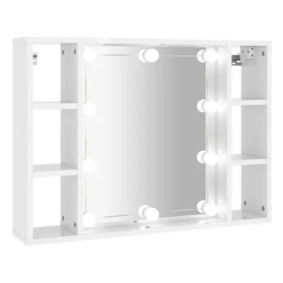 (High gloss white) vidaXL Mirror Cabinet with LED Washroom Storage Cabinet Bathroom Vanity Unit