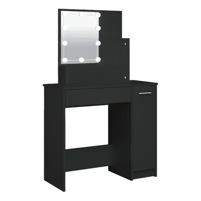 vidaXL Dressing Table Makeup Desk with LED Vanity Table Makeup Table Black