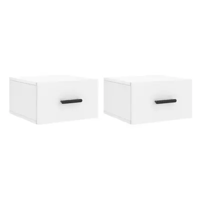 (white, pcs) vidaXL Wall-mounted Bedside Cabinets Floating Cabinet Nightstand pcs White