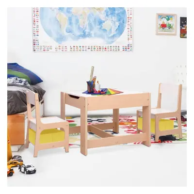 vidaXL Children's Table with Chairs White MDF Kids Baby Furnitures Sets