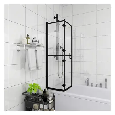 vidaXL Folding Shower Enclosure ESG Black Bathroom Shower Screen Cubicle Cabin