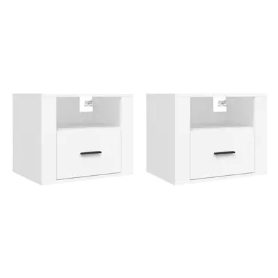 (White, x Bedside cabinet) vidaXL 1/2x Wall-mounted Bedside Cabinet Floating Bedside Unit Multi 