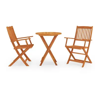 vidaXL Folding Outdoor Dining Set Piece Solid Eucalyptus Wood Table & Chair